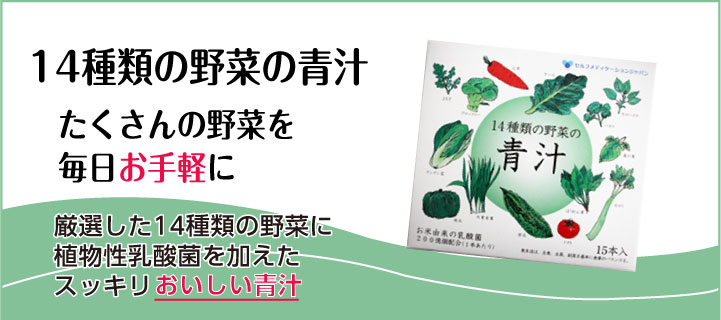 14種類の野菜の青汁 たくさんの野菜を毎日お手軽に 1本あたり200億個のお米由来の乳酸菌配合。1日目安 1~2本 水でも溶かせる粉末タイプ